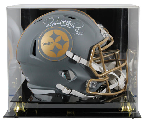 Steelers Jerome Bettis Signed Slate Full Size Speed Rep Helmet W/ Case BAS Wit