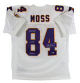 Vikings Randy Moss "Straight Cash Homie" Signed White M&N Jersey BAS Witnessed