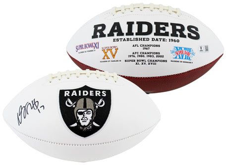 Raiders Davante Adams Authentic Signed White Panel Logo Football BAS Witnessed