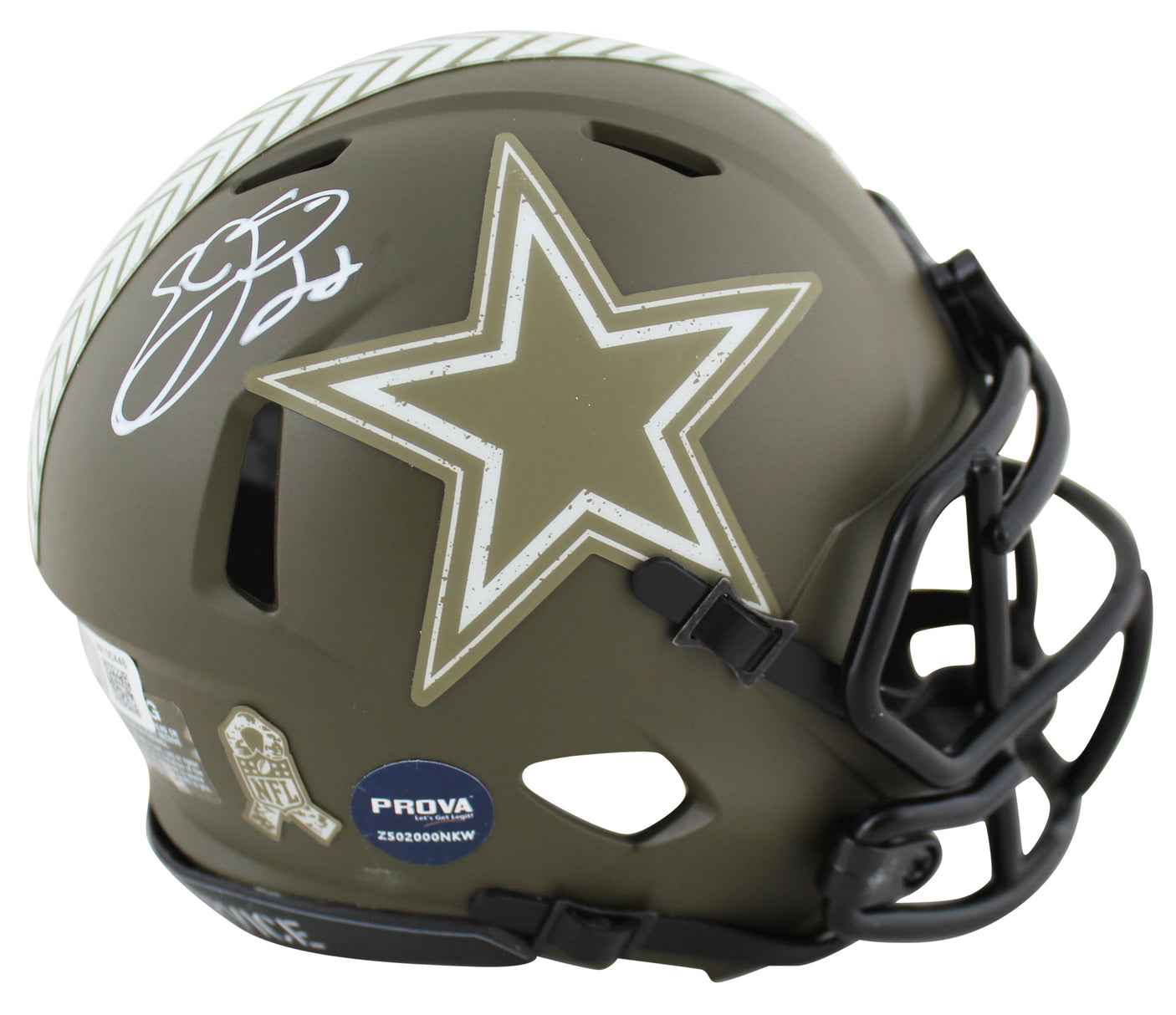 Cowboys Emmitt Smith Signed Salute To Service Speed Mini Helmet W/ Case BAS Wit