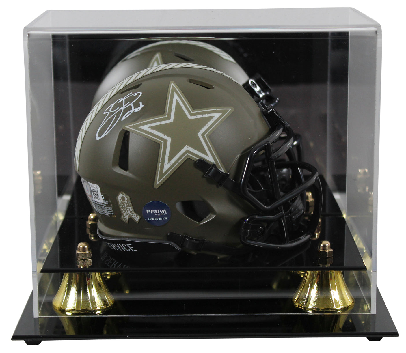 Cowboys Emmitt Smith Signed Salute To Service Speed Mini Helmet W/ Case BAS Wit