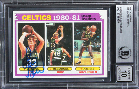 Celtics Larry Bird Authentic Signed 1981 Topps #45 Card Auto 10! BAS Slabbed