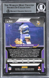 Vikings Justin Jefferson Signed 2020 Panini Prizm Black Silver #9 RC BAS Slabbed