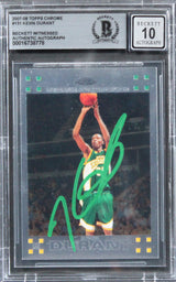 Sonics Kevin Durant Signed 2007 Topps Chrome #131 Rookie Card Auto 10! BAS Slab