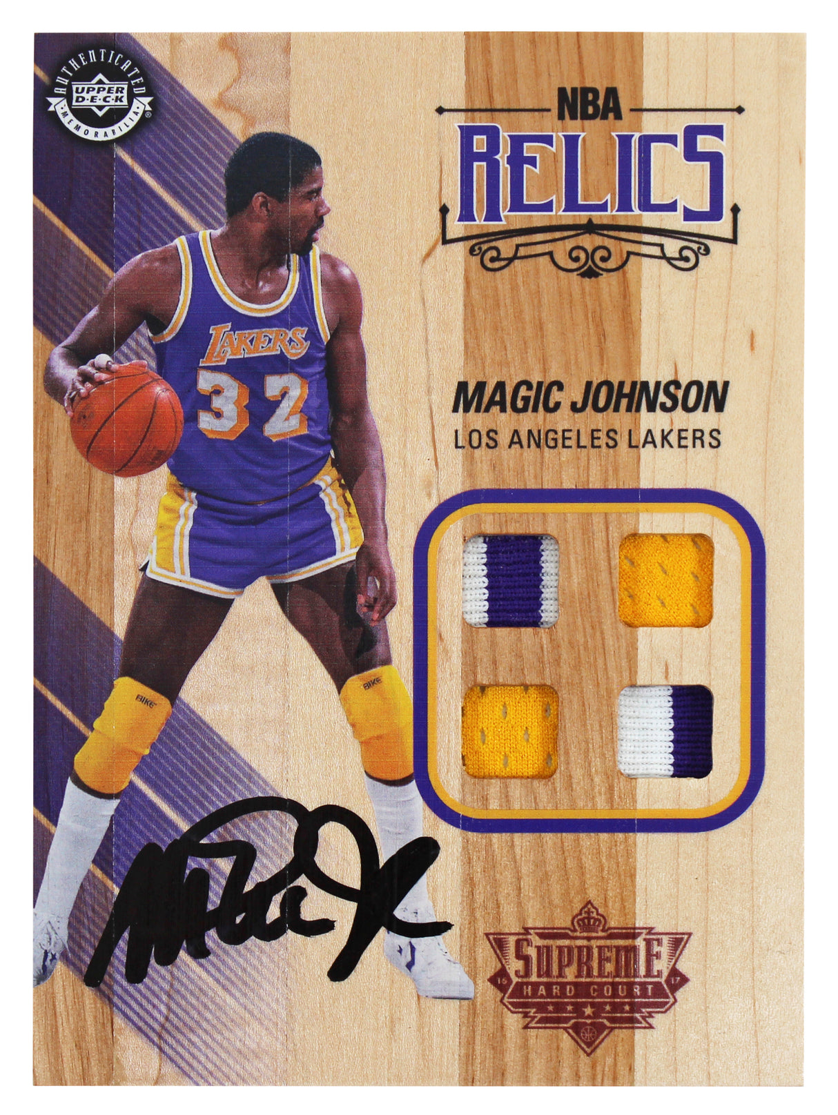 Lakers Magic Johnson Signed 5x7 Upper Deck Supreme Hard Court Card BAS #WP81905