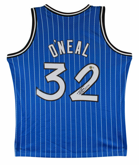 Magic Shaquille O'Neal Signed Blue M&N 1994-95 HWC Swingman Jersey BAS Witnessed