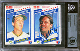 Royals George Brett Signed 1987 M&M's Star Lineup Panels #13-14 Card BAS Slabbed