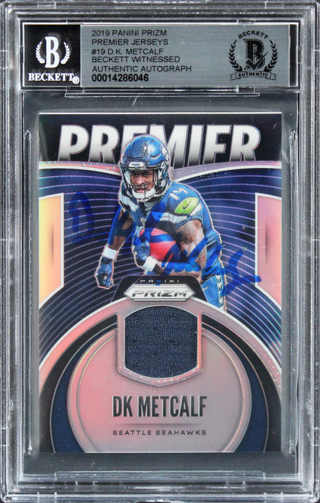 Seahawks D.K. Metcalf Signed 2019 Panini Prizm Premier #19 Card Auto 10 BAS Slab