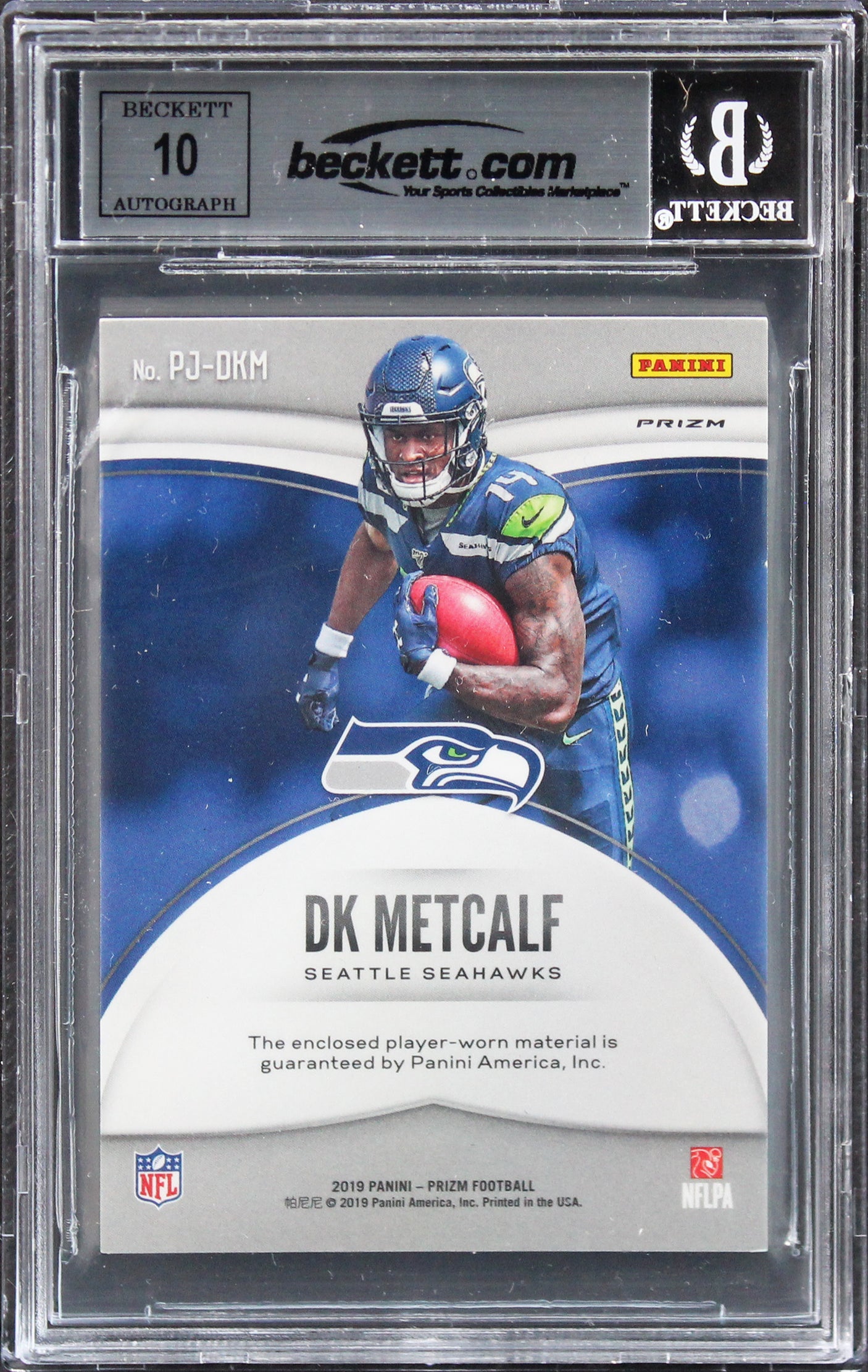 Seahawks D.K. Metcalf Signed 2019 Panini Prizm Premier #19 Card Auto 10 BAS Slab