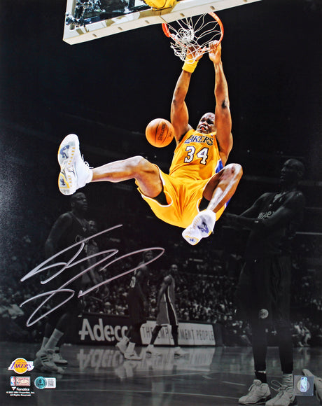 Lakers Shaquille O'Neal Signed 16x20 Vertical Spotlight Photo BAS Witnessed