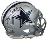 Cowboys Tony Dorsett Signed Silver Speed Mini Helmet W/ Case BAS Witnessed