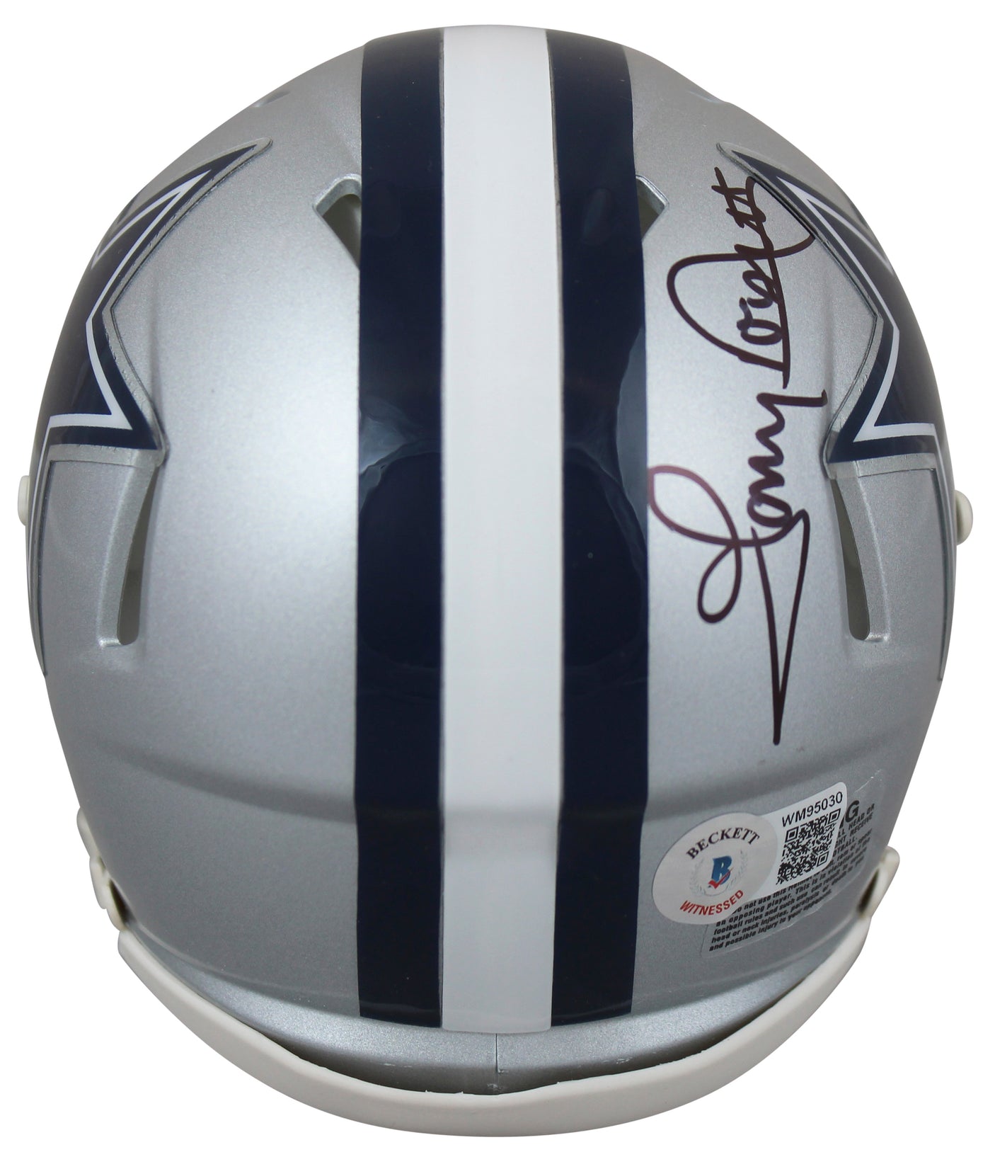 Cowboys Tony Dorsett Signed Silver Speed Mini Helmet W/ Case BAS Witnessed