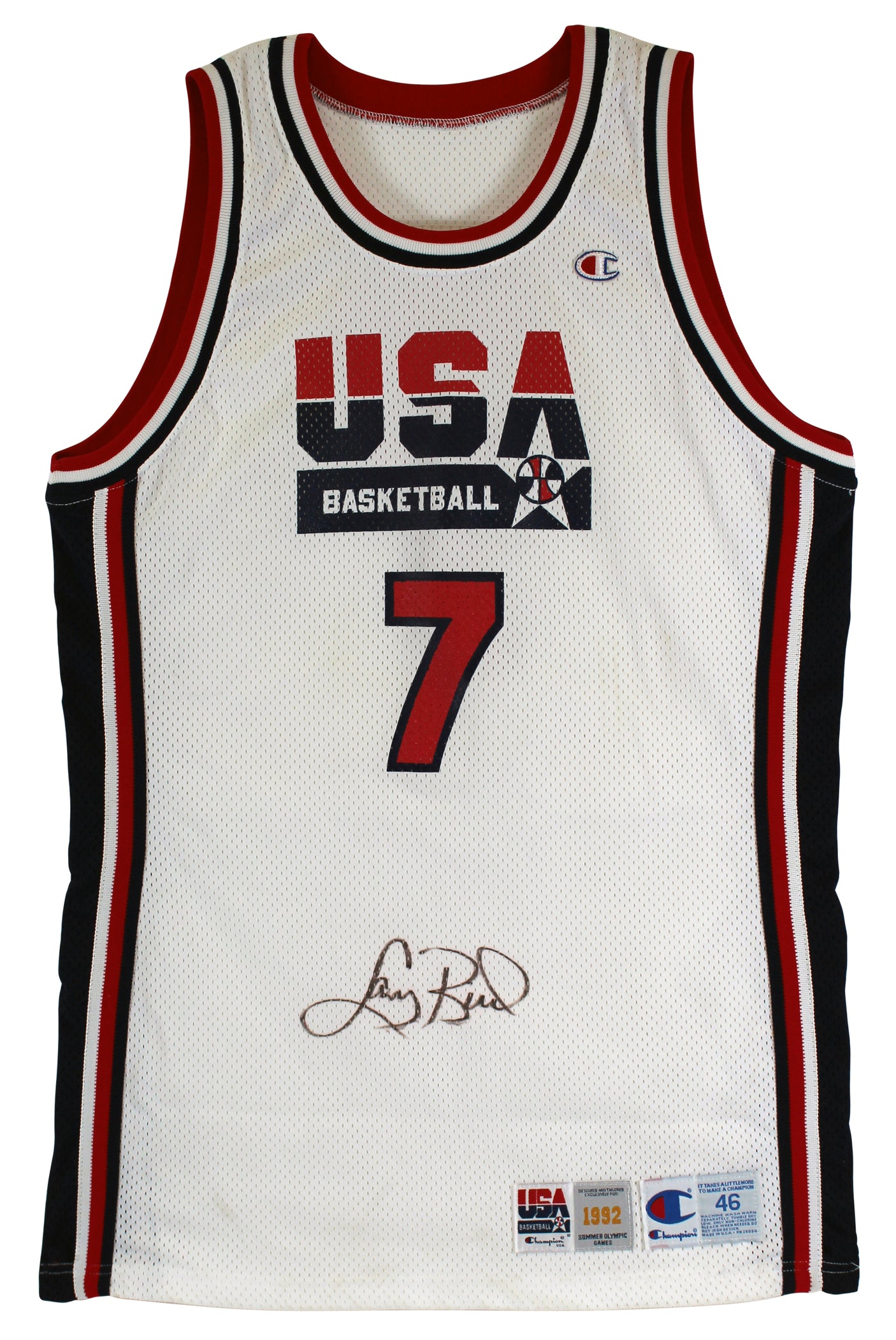 Celtics Larry Bird Signed Game Worn 1992 Dream Team Champion Jersey BAS #AA03278