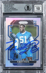 Colts Kwity Paye Signed 2021 Panini Prizm Silver #379 RC Auto 10! BAS Slabbed