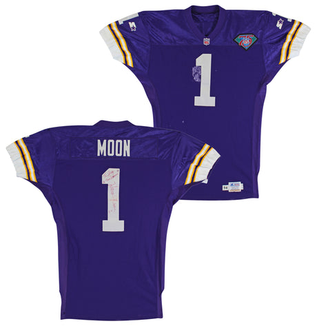 Vikings Warren Moon Signed Game Worn Purple Starter Proline Jersey BAS & SIA LOA