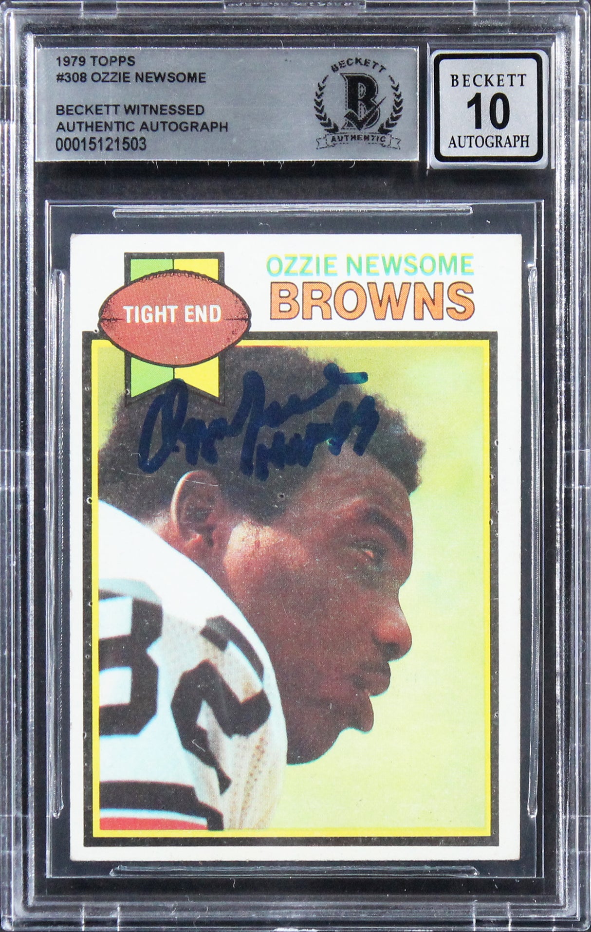 Browns Ozzie Newsome HOF 99 Signed 1979 Topps #308 Rookie Card Auto 10! BAS Slab