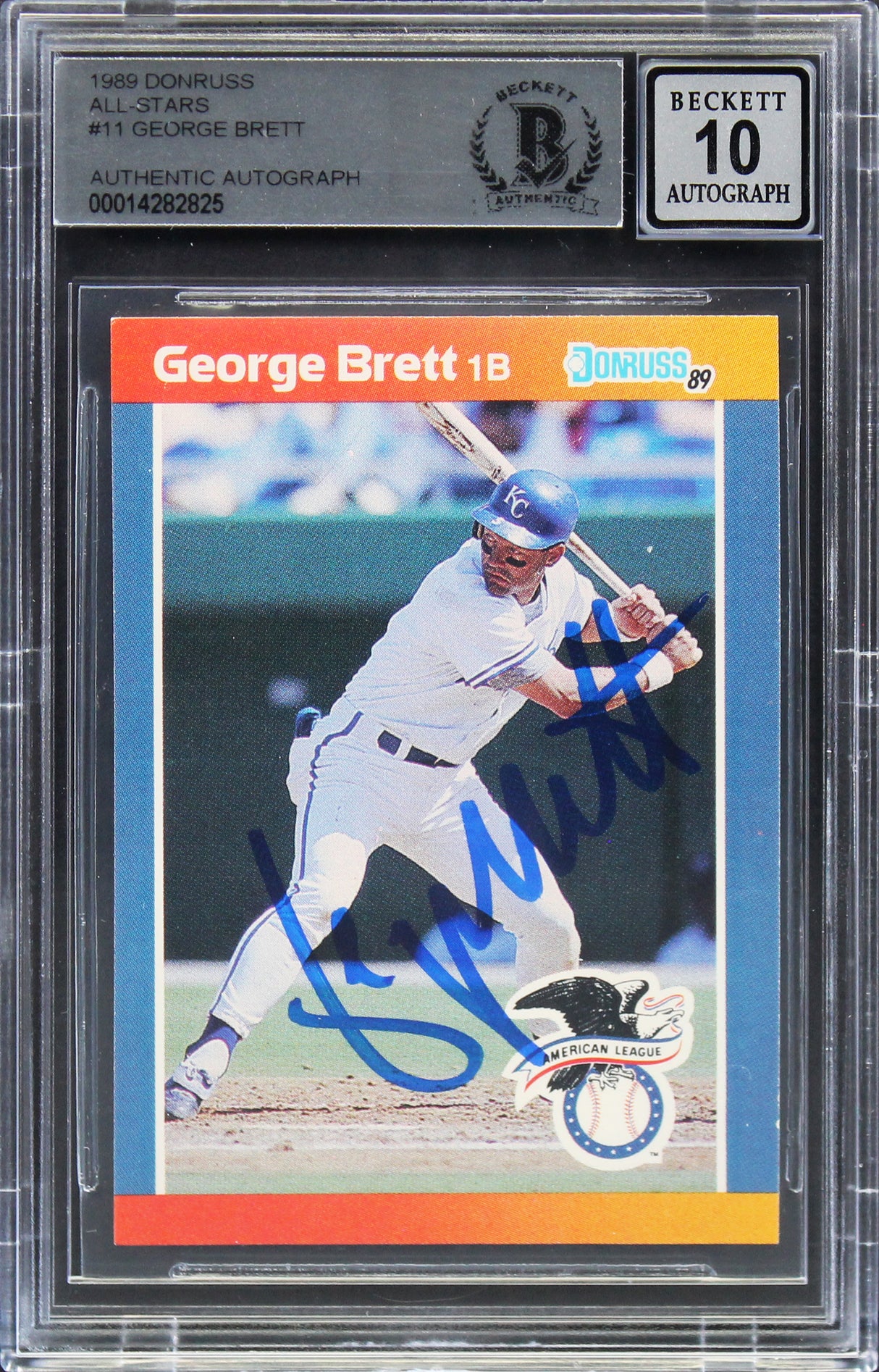 Royals George Brett Signed 1989 Donruss All-Stars #11 Card Auto 10! BAS Slabbed