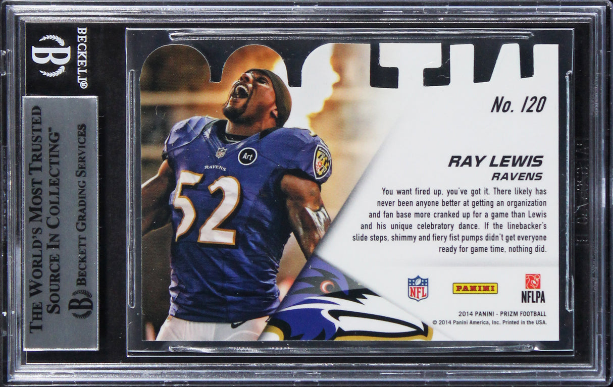 Ravens Ray Lewis Authentic Signed 2014 Panini Prizm Intros #20 Card BAS Slabbed