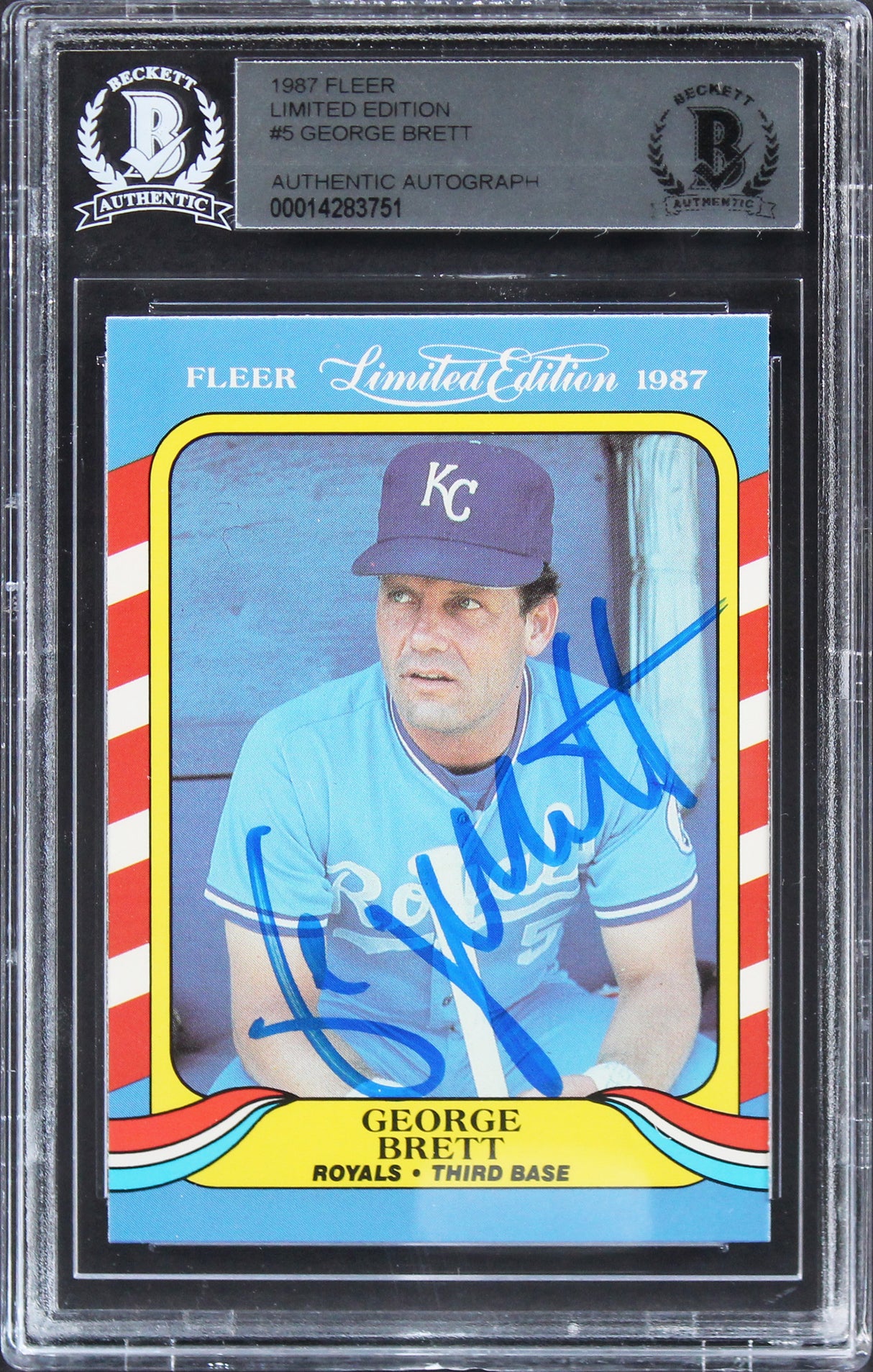 Royals George Brett Authentic Signed 1987 Fleer Limited Edition #5 Card BAS Slab