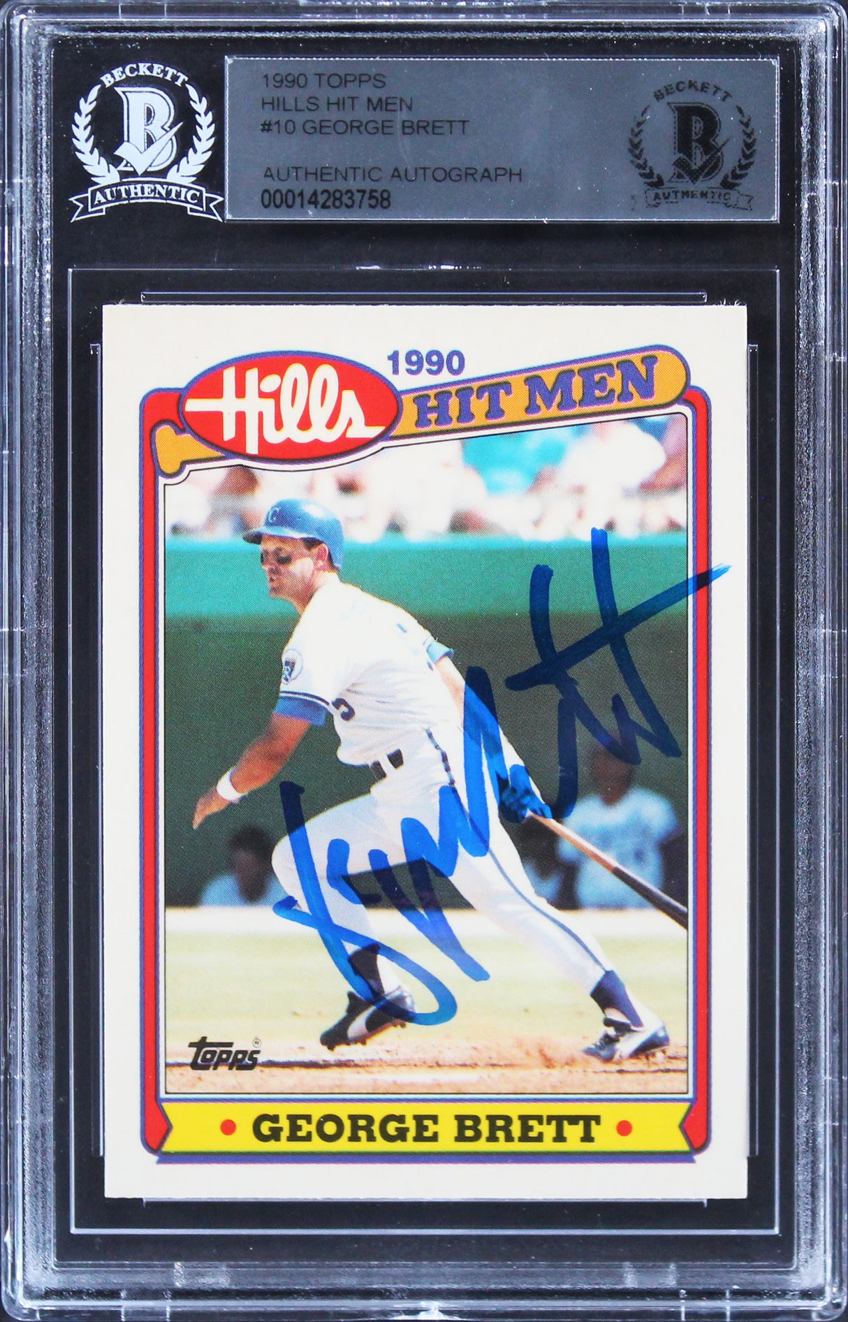 Royals George Brett Authentic Signed 1990 Topps Hills Hit Men #10 Card BAS Slab