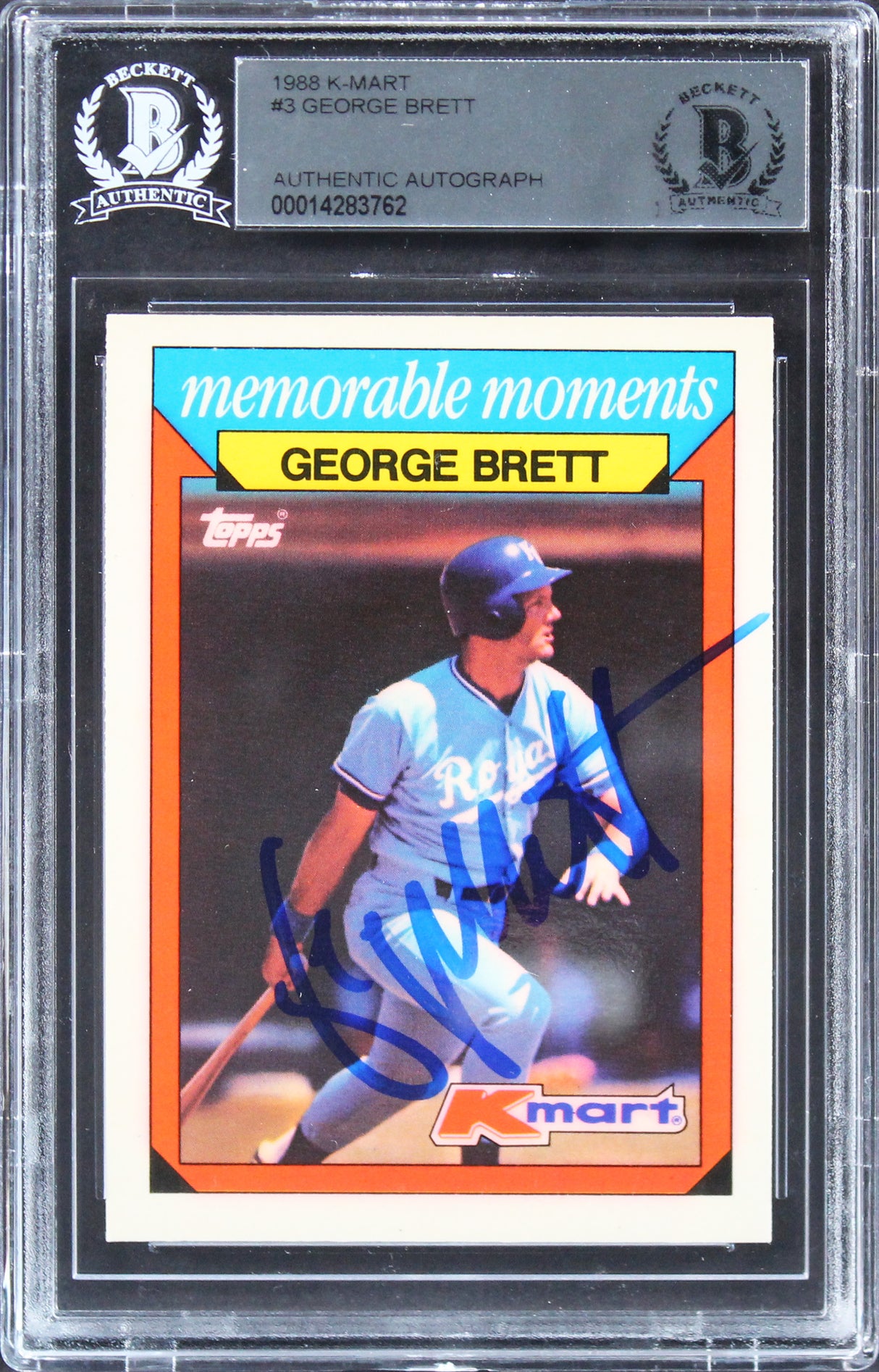 Royals George Brett Authentic Signed 1988 K-Mart #3 Card Autographed BAS Slab