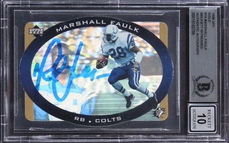 Colts Marshall Faulk Authentic Signed 1996 SPX Gold #19 Card Auto 10 BAS Slabbed