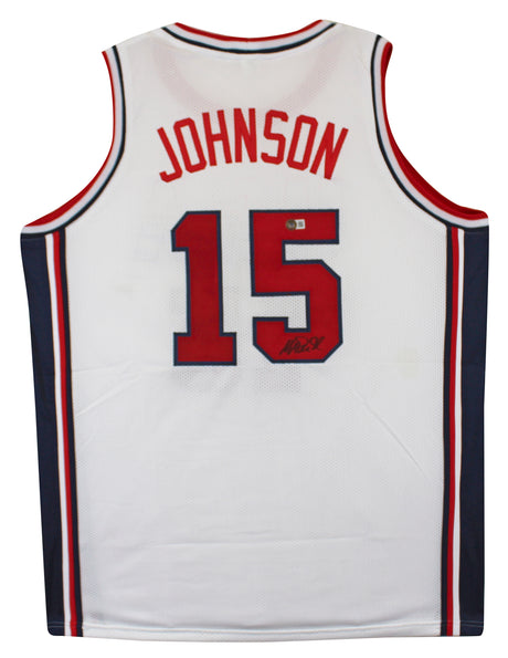 Magic Johnson Team USA Authentic Signed White Pro Style Jersey BAS Witnessed