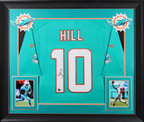 Dolphins Tyreek Hill Signed Teal Nike Framed Jersey w/ Sewn #'s BAS Witnessed