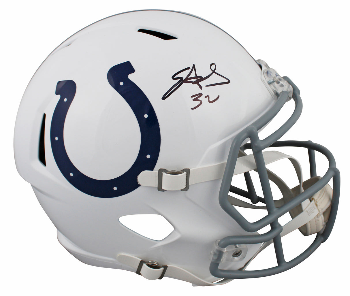 Colts Edgerrin James Signed Full Size Speed Rep Helmet W/ Case BAS Witnessed