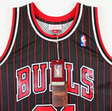 Bulls Dennis Rodman Signed Black M&N HWC Swingman Jersey w/ Black Sig BAS Wit