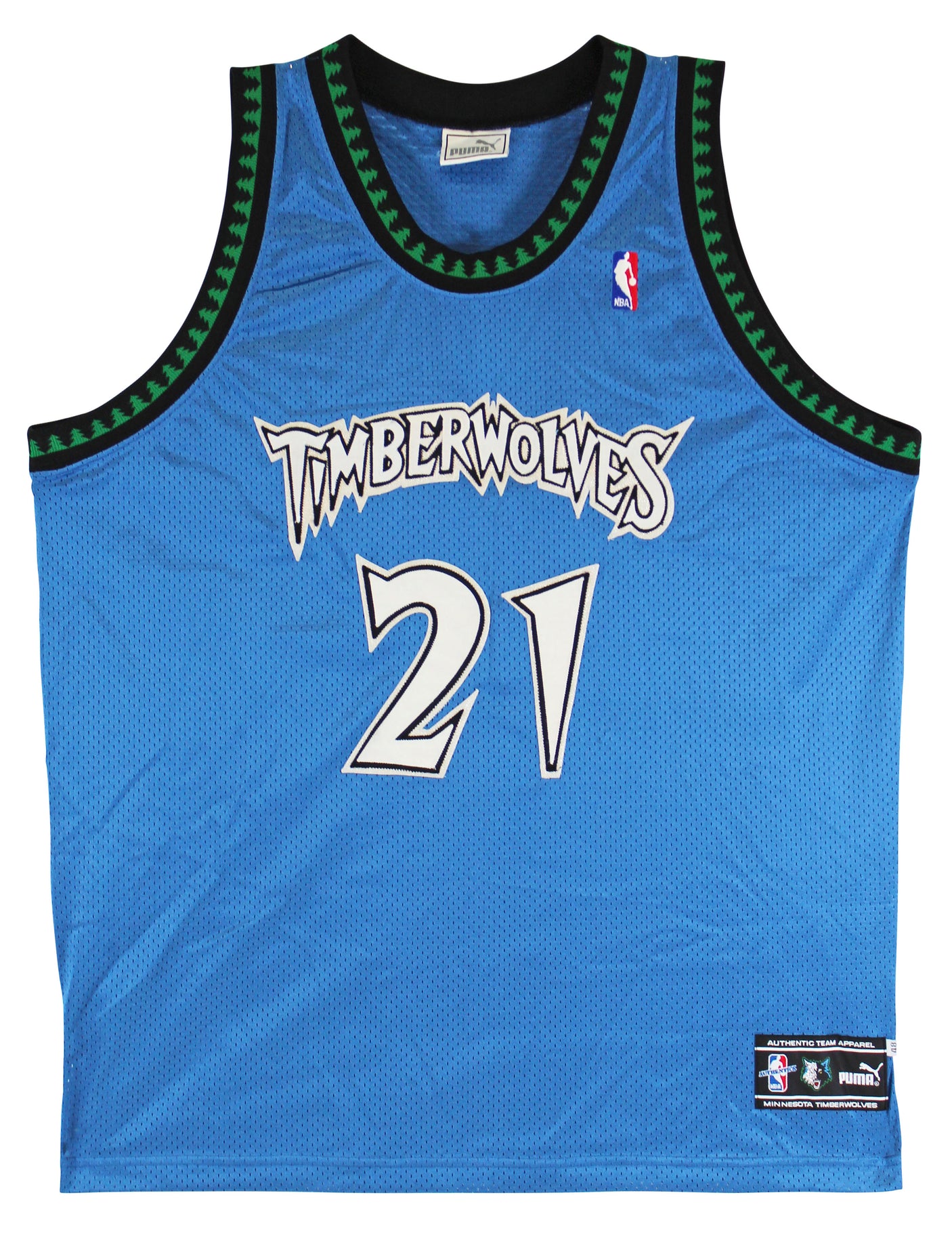 Timberwolves Kevin Garnett Authentic Signed Blue Puma Jersey BAS #AA03178