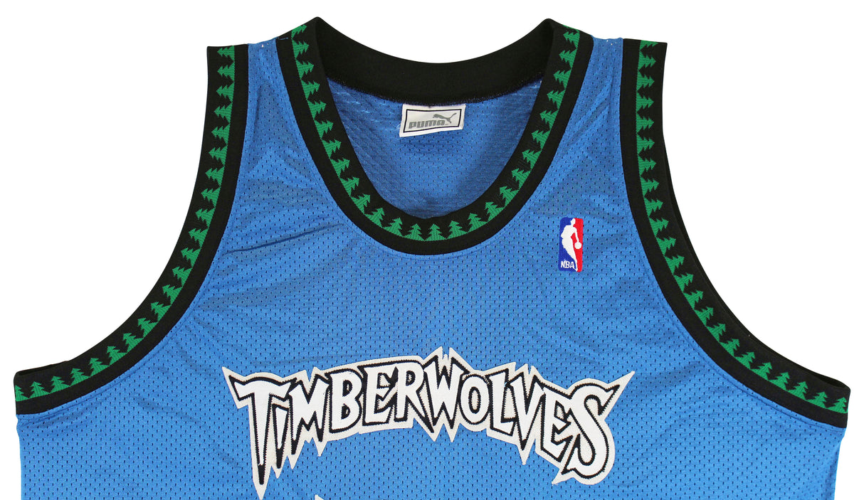 Timberwolves Kevin Garnett Authentic Signed Blue Puma Jersey BAS #AA03178