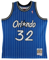 Magic Shaquille O'Neal Signed Blue M&N 1994-95 HWC Swingman Jersey BAS Witnessed