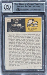 Steelers Joe Greene "HOF 87" Signed 1971 Topps #245 Rookie Card Auto 10 BAS Slab