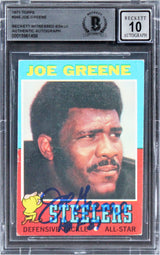 Steelers Joe Greene "HOF 87" Signed 1971 Topps #245 RC Card Auto 10 BAS Slab 2