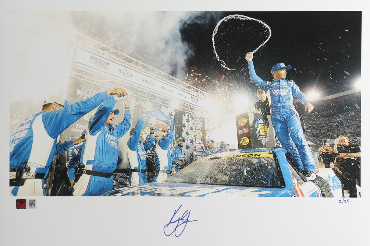 Kyle Larson Signed 2024 Bristol Win Celebration | Victory Lane | 12"x18" Art Print (PA)