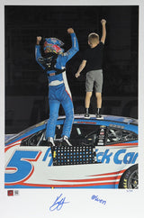 Kyle Larson & Owen Larson Signed 2024 Bristol Win Celebration | Vertical | 18"x12" Art Print (PA)