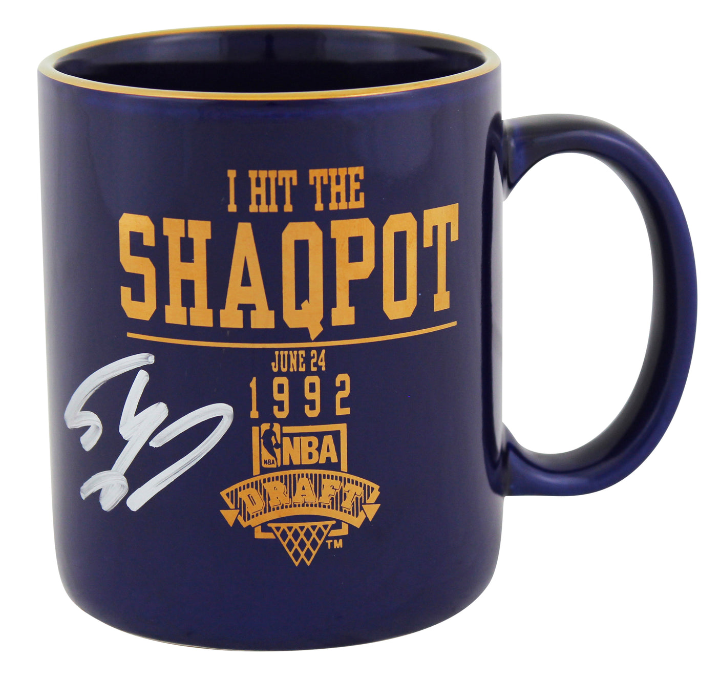 Magic Shaquille O'Neal Signed Shaqpot 1992 NBA Draft Coffee Mug BAS Wit #WP79164