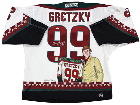 Coyotes Wayne Gretzky Signed CCM Doug Brewer Hand Painted Jersey JSA #YY53017