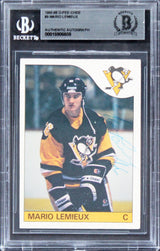 Penguins Mario Lemieux Signed 1985 O-Pee-Chee #9 Rookie Card BAS Slabbed