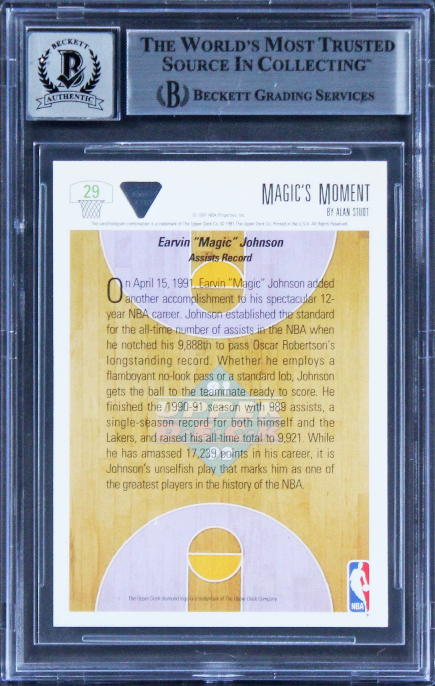 Lakers Magic Johnson Signed 1991 Upper Deck #29 Card Auto 10! BAS Slabbed