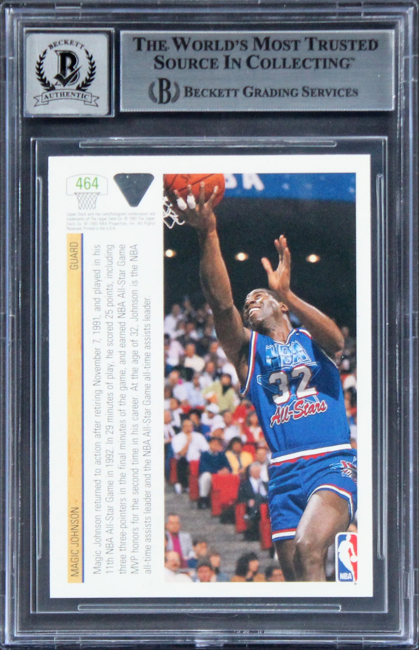 Lakers Magic Johnson Signed 1991 Upper Deck #464 Card Auto 10! BAS Slabbed