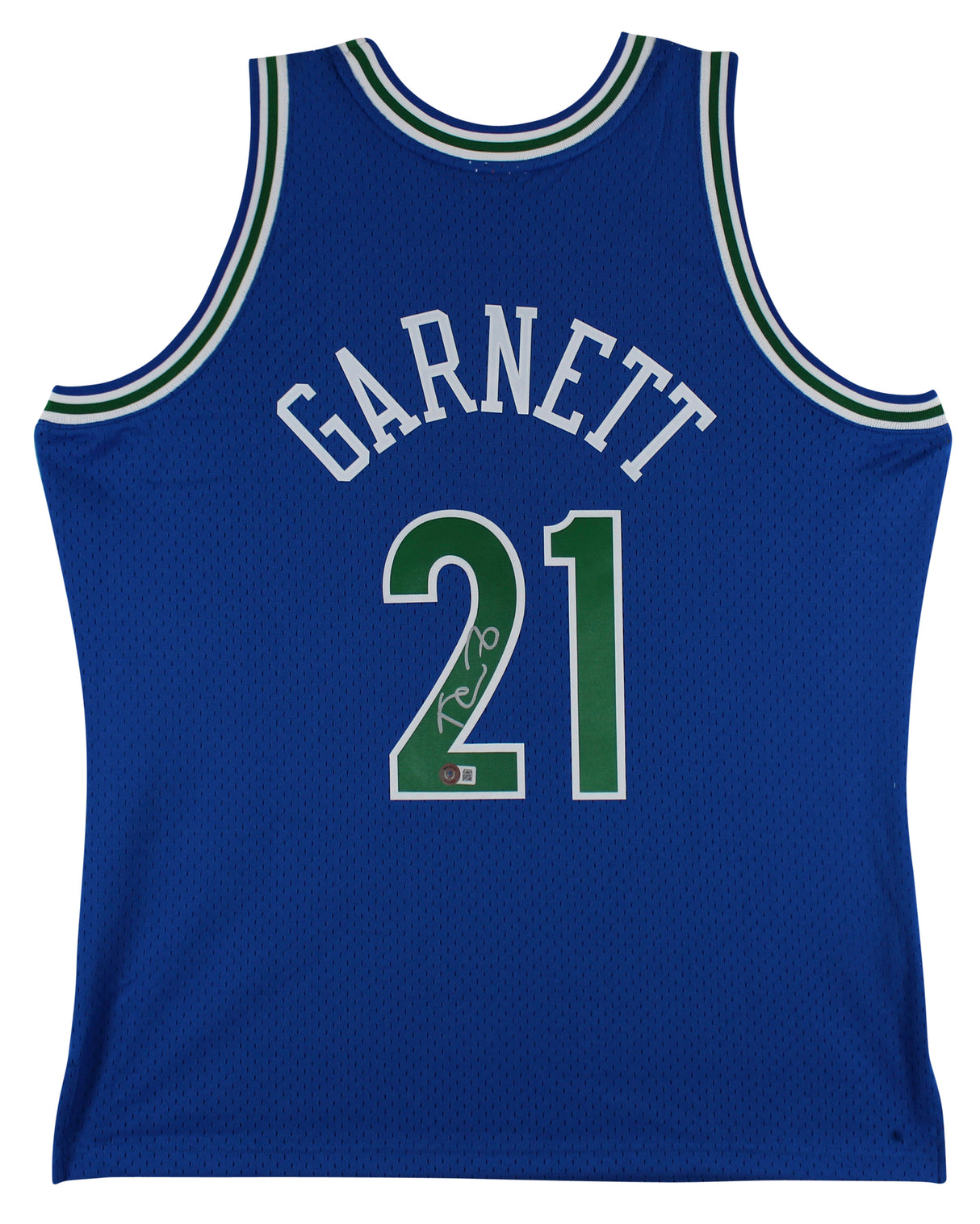 Timberwolves Kevin Garnett Signed Blue 1995-96 M&N HWC Jersey BAS Witnessed