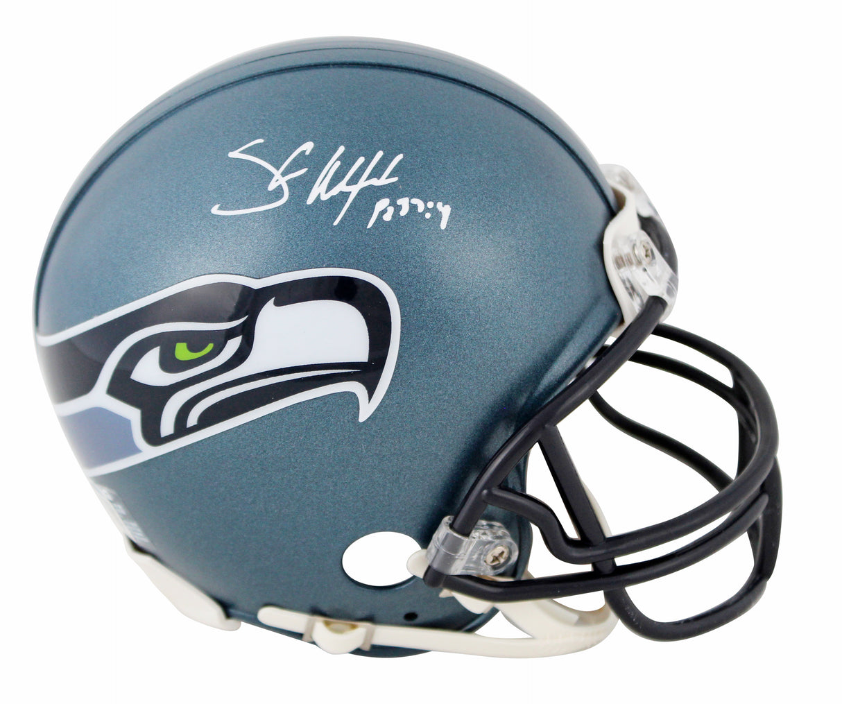 Seahawks Shaun Alexander Signed 2002-11 TB VSR4 Mini Helmet W/ Case BAS Witness