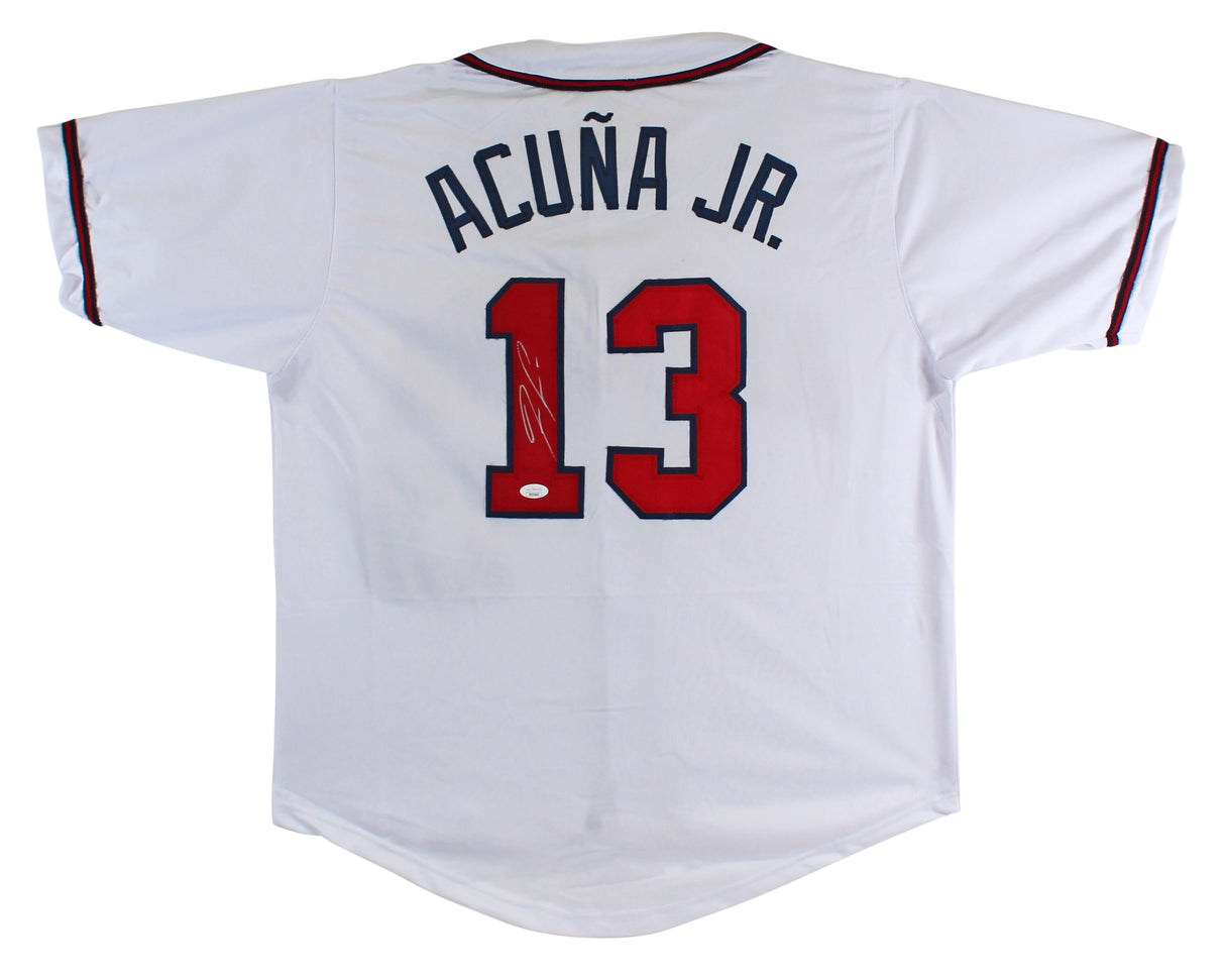 Ronald Acuna Jr. Authentic Signed White Pro Style Jersey Autographed JSA