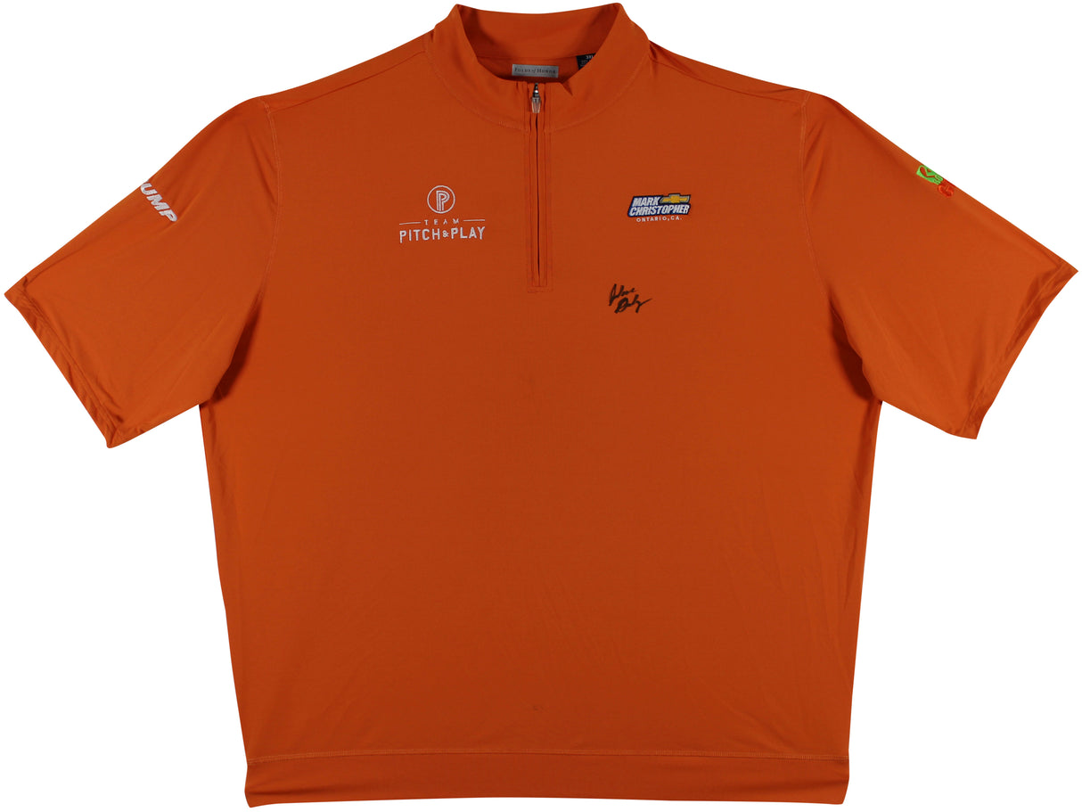 John Daly Signed Match Worn Orange Folds of Honor Quarter Zip Shirt BAS #BH00324