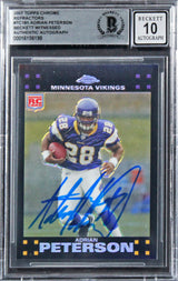 Vikings Adrian Peterson Signed 2007 Topps Chrome #TC181 RC Card Auto 10 BAS Slab