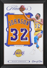 Magic Johnson Authentic Signed One of One Jersey Framed Display BAS Witnessed