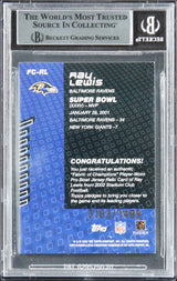 Ravens Ray Lewis Signed 2002 Stadium Club FOC #FCRL #183/1499 Card BAS Slabbed