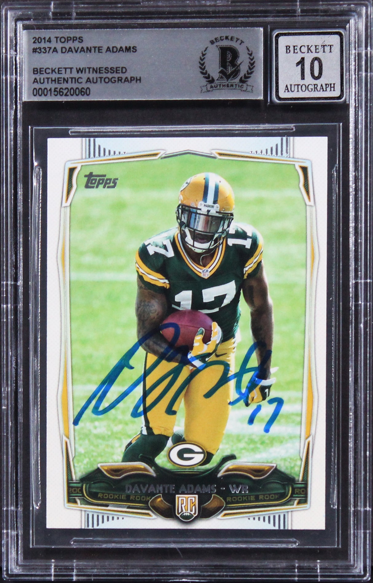 Raiders Davante Adams Signed 2014 Topps #337A Rookie Card Auto 10! BAS Slabbed